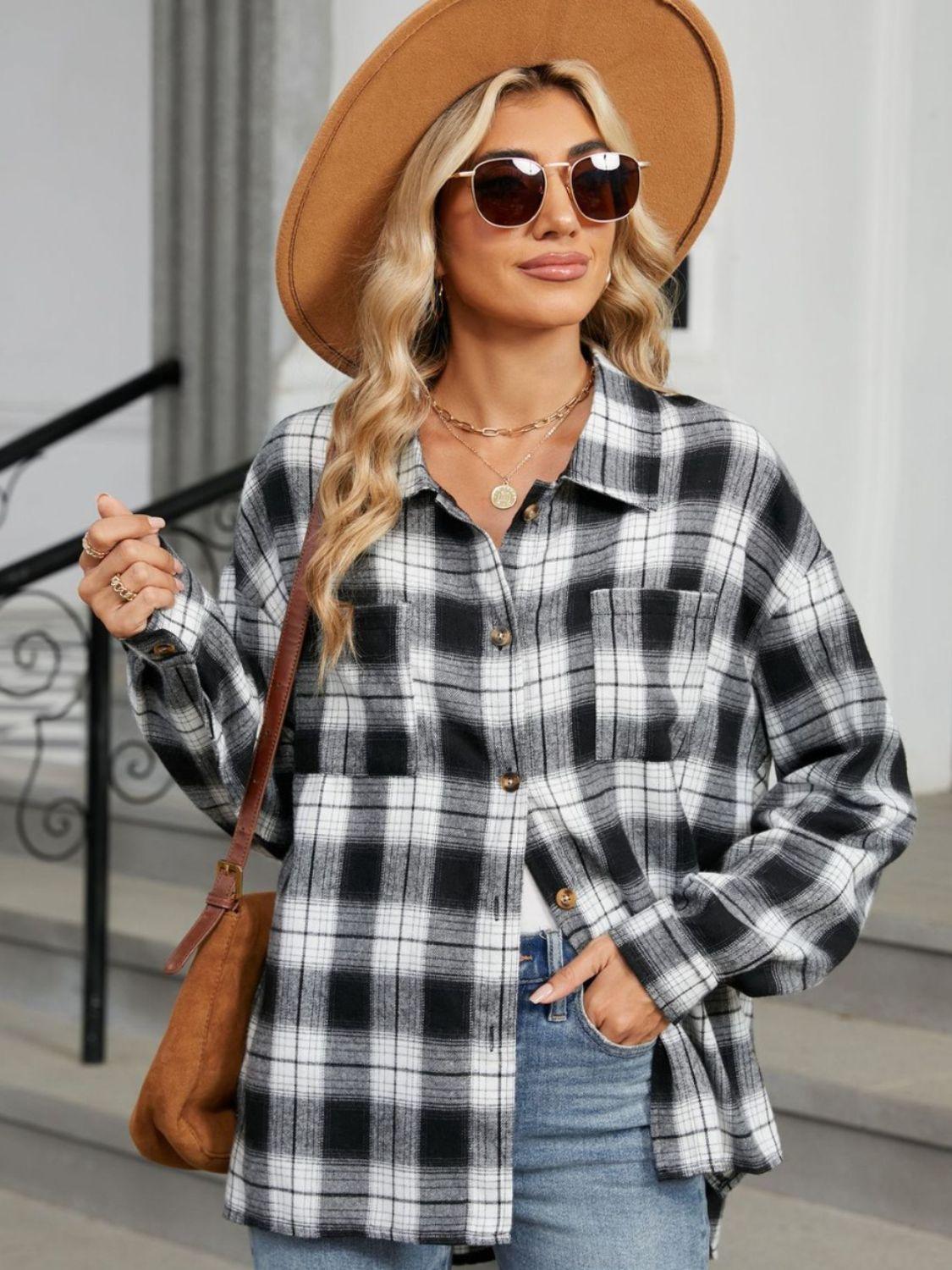 Plaid Shirt Collared Neck Long Sleeve Patch Pockets 037b5601-352b-4ebe-88fb-3210ca8c04f1-Max_bf77f3d8-2f29-4140-879d-63d4aebd5e6c Trendsi