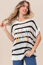 BiBi Knit Top Vacay Mode Embroidery Drop Shoulder Striped Sweater 038327ea607d438f821732e3b4e1c162-Max-Origin Trendsi
