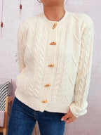 Women's Cardigan Cable Knit Button-Up Long Sleeve Knitwear 038432709d4343a690e4b7eb879d753a-Max-Origin Trendsi