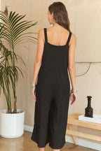 ADORA Jumpsuit Black Textured Wide-Leg Strappy Pocketed Overall 038fff95-884a-46cd-82f5-5629296b8f91-Min Trendsi