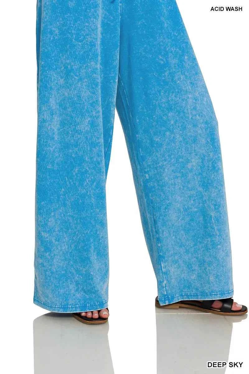 Zenana Acid Washed Strapless Tube Top Jumpsuit