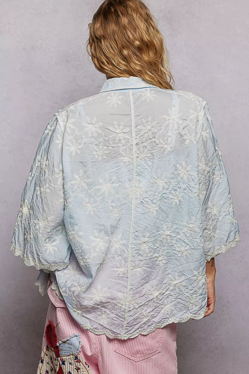 POL Shirt Floral Embroidered Sky Blue Collared Neck with Scalloped Edges Top 03a3eb60-2625-4e85-b71c-d2bddcc0c13c-Max-Origin Trendsi