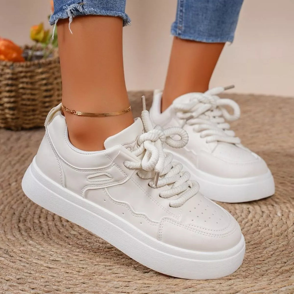 Women's Sneakers Round Toe Platform Mid Heels Casual Shoes Ivory 03be52b9604945c686c17854e9c9c275-Max-Origin Trendsi