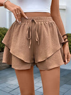 Perfee Layered Sheer Shorts Tied Elastic Waist Wrap Women's Shorts 03c311aa-07be-48e0-b81f-3b6b5e7da938-Min Trendsi