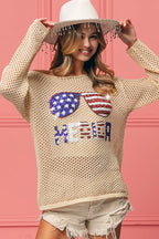 BiBi Knit Top Sequin American Flag Sunglasses Long Sleeve OATMEAL 03ef59a8036a4f2c90000e3eb3b32ccc-Max-Origin Trendsi