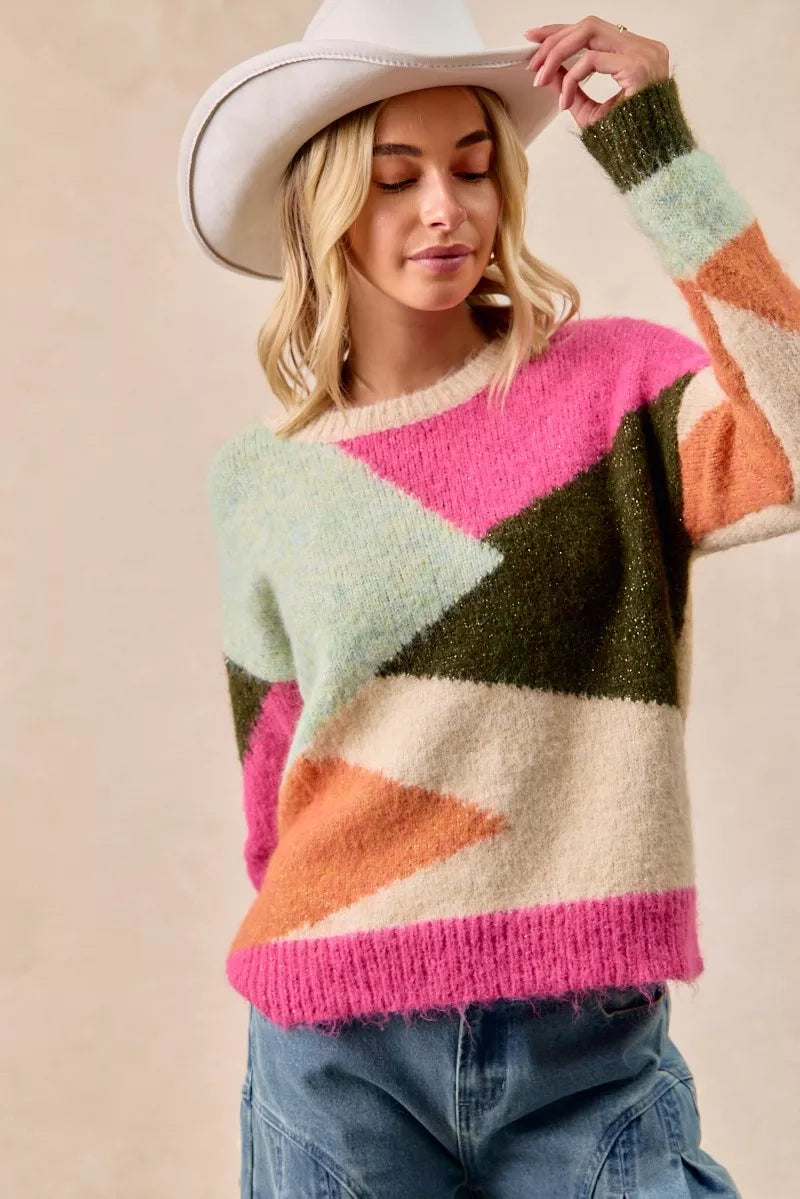 BiBi Multi Color Block Sweater Womens Cozy Knit Fashion Pullover 0401d3534f6546588250b5db0799ec57-Max-Origin_41af25b3-ef0a-4ec4-8533-a988bb3e51b7 Trendsi