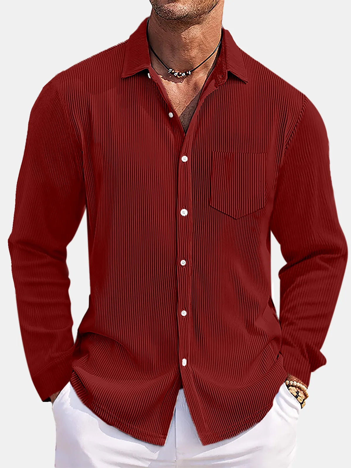 Men's Long Sleeve Shirt Striped Single Breasted Patch Pocket Top S-5XL Red 0401fa64113f46be932a1aed35bbe6cc-Max-Origin Trendsi