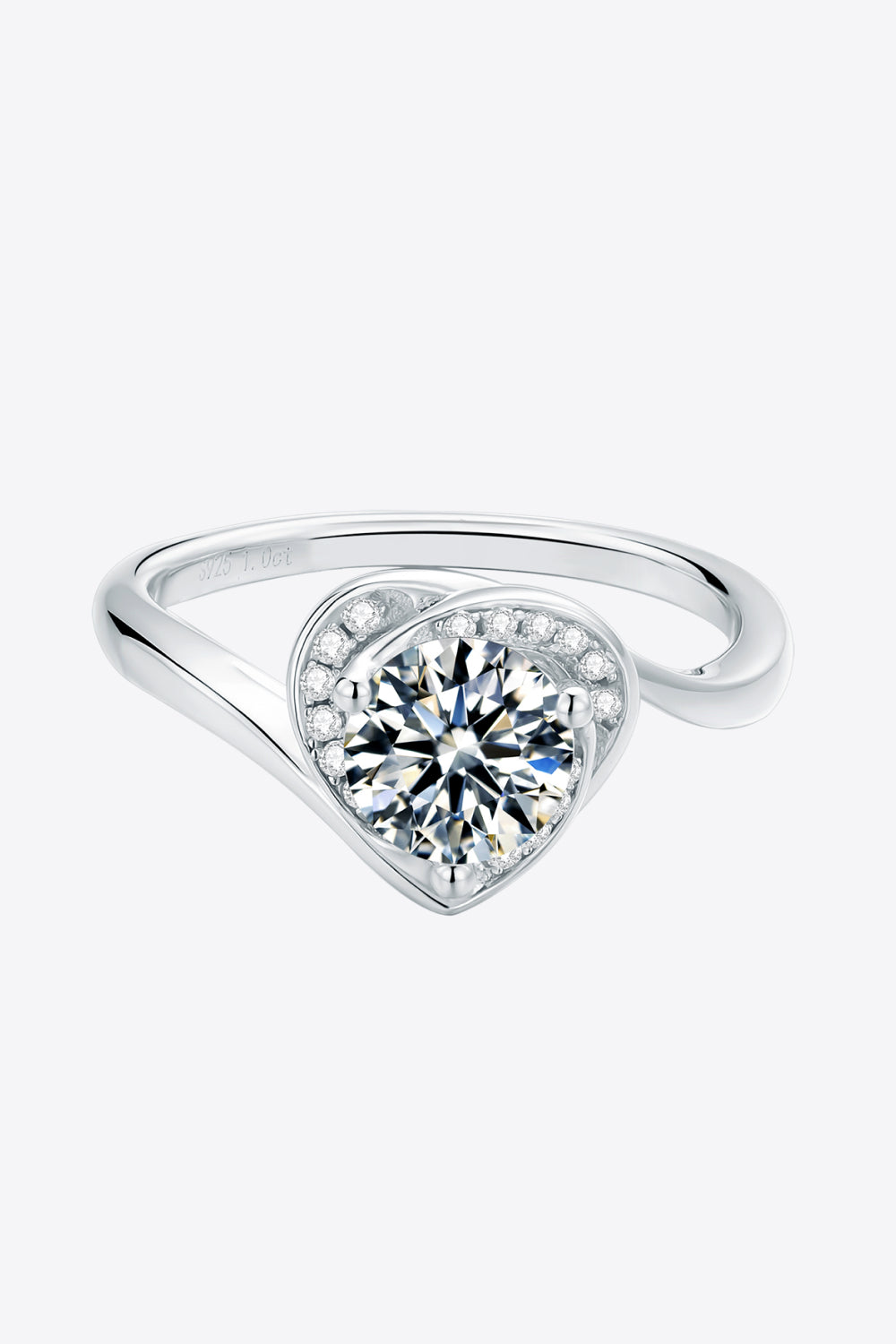 Murray 1 Carat Silver Heart Ring Moissanite 925 Sterling Zircon Platinum-plated