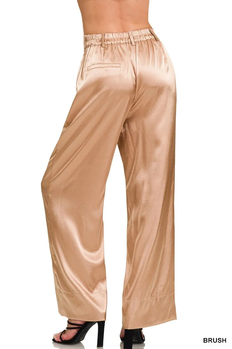 Zenana Satin Pants Wide-Leg Brush Pink Trousers 0442abf5730b429c9e9cc80a86451232-Max-Origin Trendsi