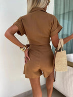 Women's Romper Surplice Bow Tie Waist Short Sleeve Collared Jumpsuit 044f15feef77417bb1be18e066b86514-Max-Origin Trendsi