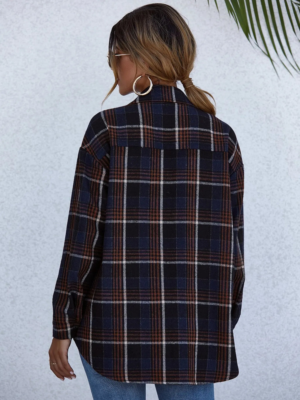 Women's Plaid Shirt Button-Up Long Sleeve Oversized Pocketed Top 0457fd1c-d778-4259-9ff0-8fc26e7337ed-Max-Origin Trendsi