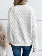 Women's Sweatshirt Textured Notched Raglan Long Sleeve Top 045eeed6f70b471093800b8760727052-Max-Origin Trendsi