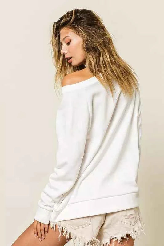 BiBi Women’s Mardi Gras Glitter Print Sweatshirt Queen of Mardi Casual Top