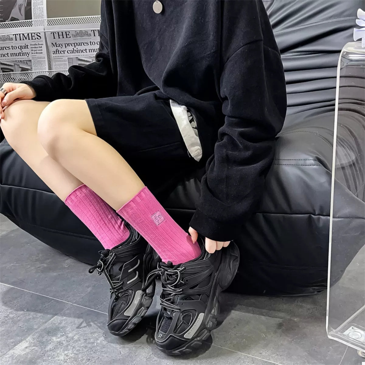 Women's Crew Socks Breathable Ribbed Knit 04852481-440e-4821-9f55-d70189b06859-Max-Origin Trendsi