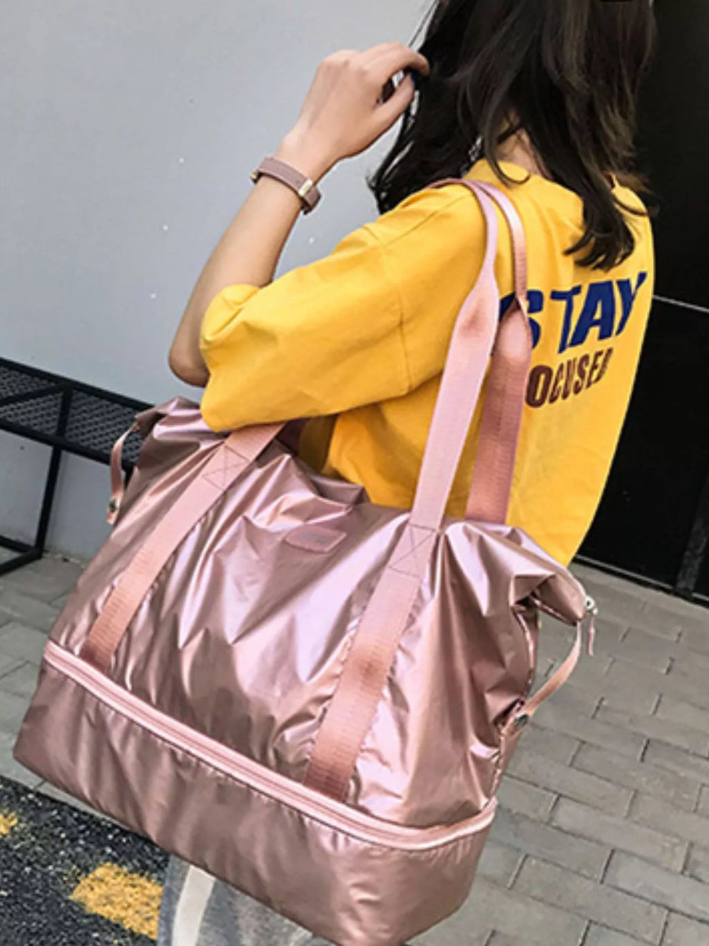 Waterproof Travel Bag Large Pink Lightweight Fiber Zipper Handbag 0494f1d0-b0a1-421b-874c-fbabb41be879-Max-Origin Trendsi