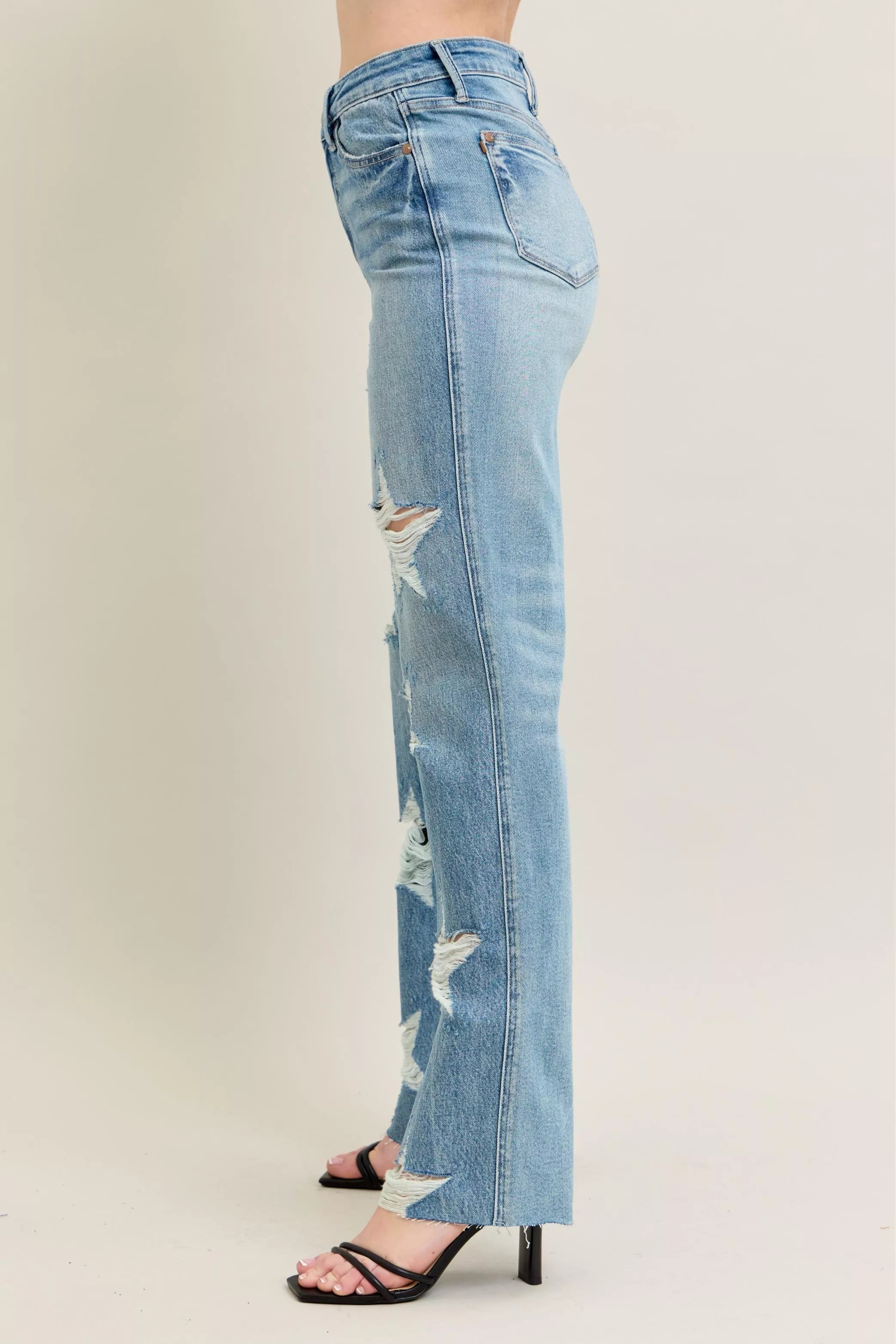 Judy Blue Rigid Magic Star Destroy 90's Straight High Waist Women's Denims 049b1b5e7a6e41ec876f3a1d96a02232-Max-Origin Trendsi
