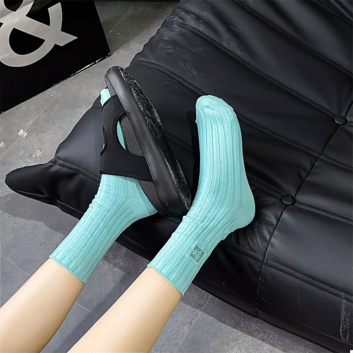 Women's Crew Socks Breathable Ribbed Knit Light Blue One Size 04a7c754-da39-4742-a867-2532a872ed5f-Max-Origin Trendsi