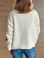 Cardigan Flower Button Down V-Neck Long Sleeve Knitwear 04acd53c-2920-41be-a102-fa9961da4870-Max Trendsi