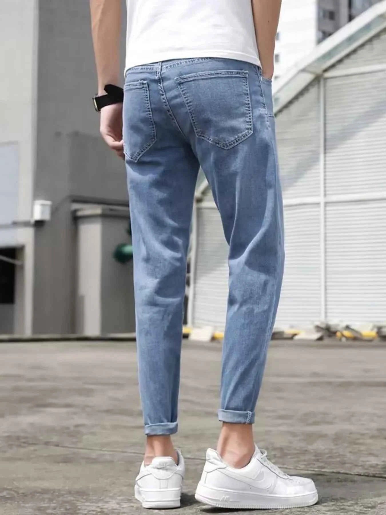 Men's Jeans Light Blue Wash Slim-Fit Denim Pants 04b8379dc98b41feba0522c56dab560e-Max-Origin Trendsi