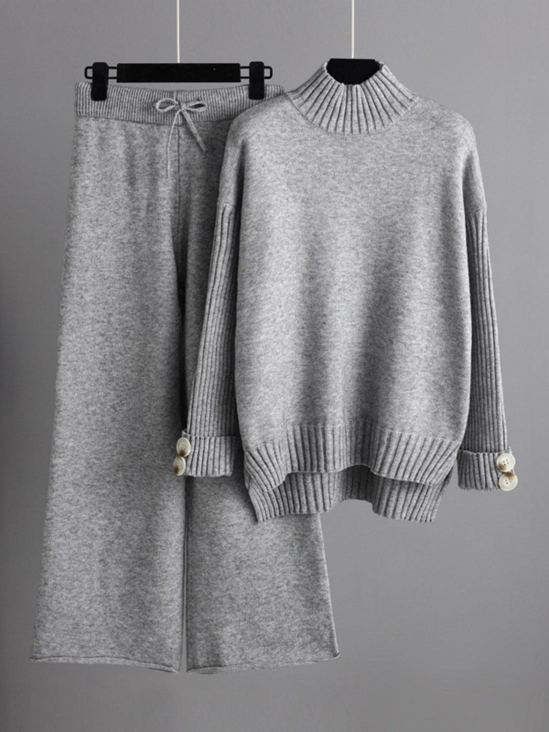 Basic Bae Turtleneck Sweater Set Long Sleeve Knit Top and Pants