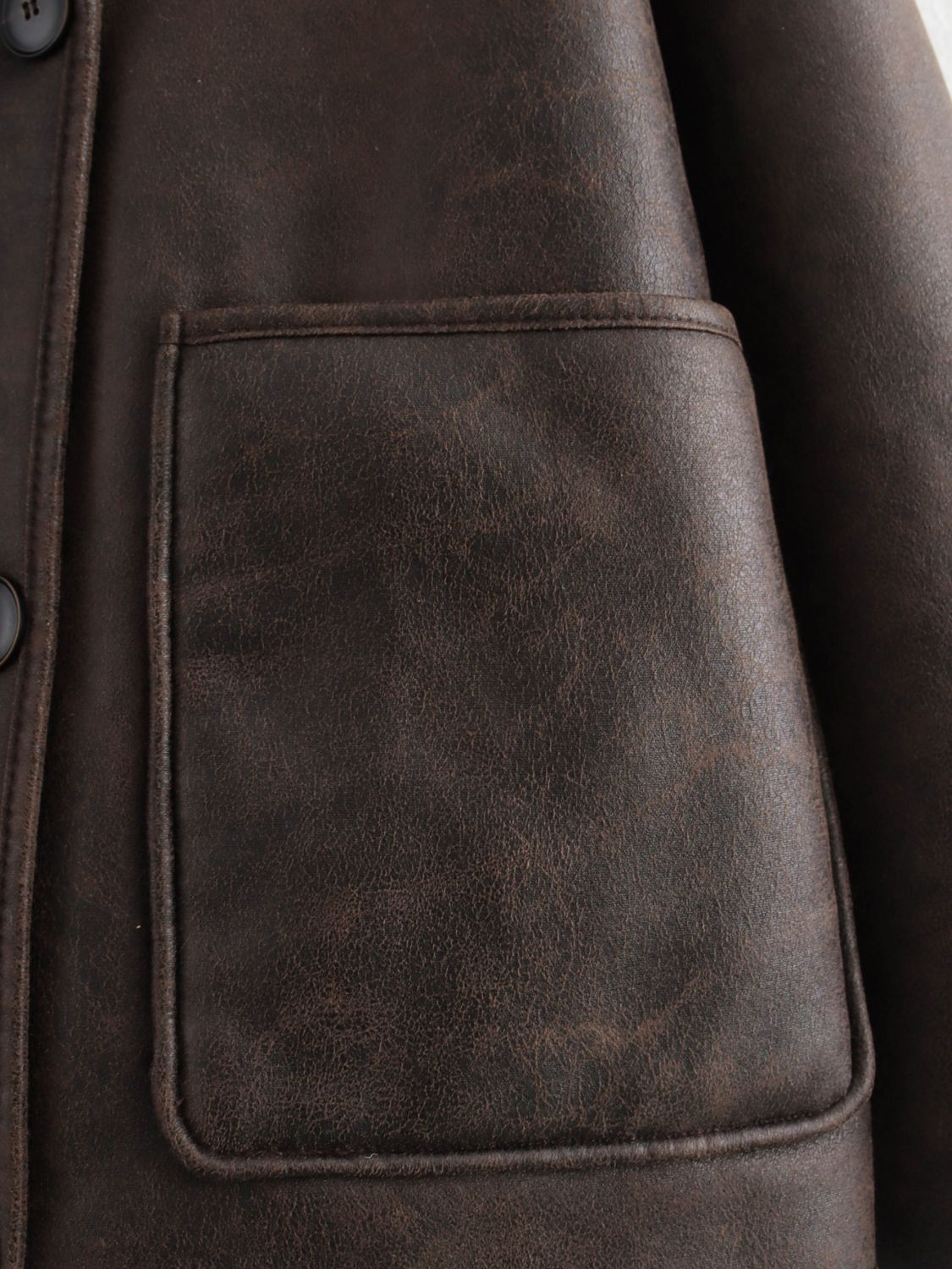 Women Suede Jacket Collared Neck Long Sleeve Plush Lined Chocolate Coat 04c337f4-3934-43d9-9287-8ddac2d33fa2-Max Trendsi