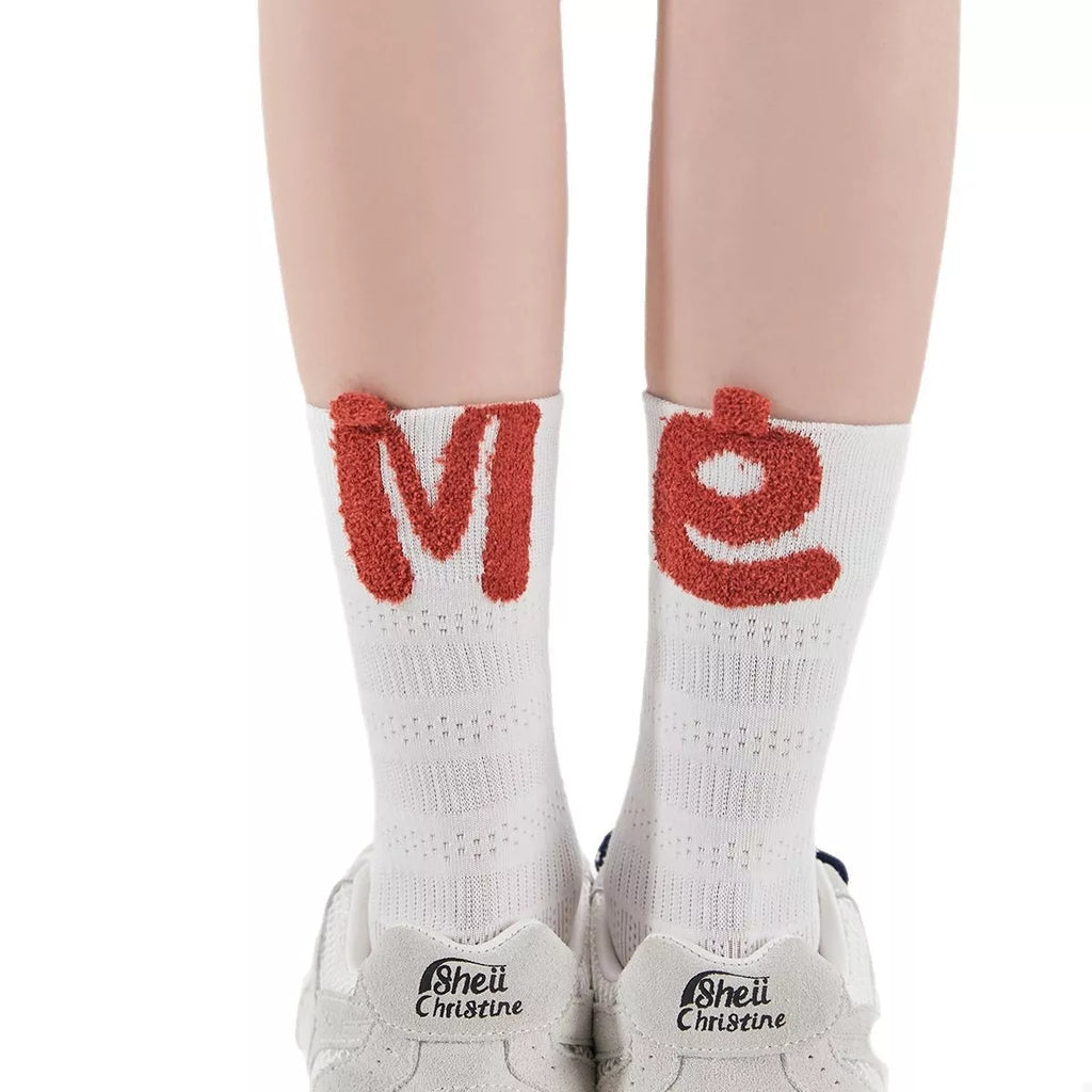 Women Cotton Crew Socks Breathable With Letters White One Size 04c4d417-44e7-4b85-8990-6a39f8c7f80c-Max-Origin Trendsi