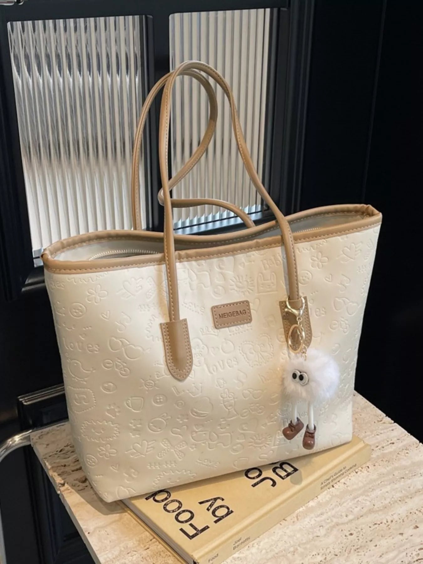 Womens Tote Bag Embossed Pattern Letter Stylish and Functional Handbag 04cb65fcafe443129f377b8a16acbf75-Max-Origin Trendsi