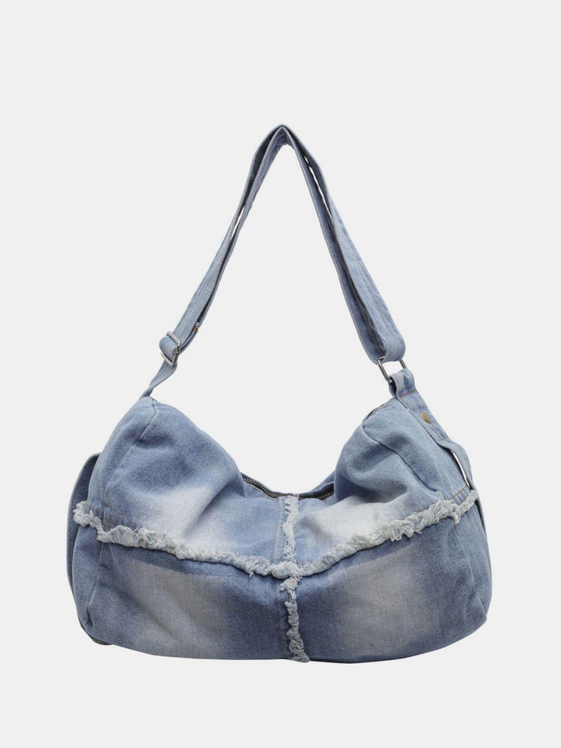 Denim Shoulder Bags Raw Hem Gradient Crossbody Bag