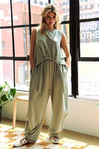 Davi & Dani USA Outfit Set Tank Top and Pants High-Low Drawstring Hem 2 Pcs 04d24553-9067-4810-ae02-bf9daabf05a3-Max Trendsi