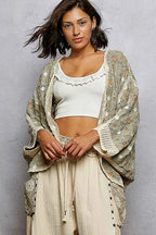 POL Crochet Cardigan Sage Green Multi Open Front Floral Pattern SAGE MULTI One Size 04dcfe5c-a482-4b2f-8c27-ecab38835932-Max-Origin Trendsi