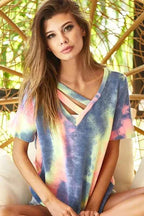 BiBi Tie Dye Women T-shirt Terry V Neck Top With Double Strap Top 04dd1e472ae84838ad567c6bbf071d49-Max-Origin Trendsi