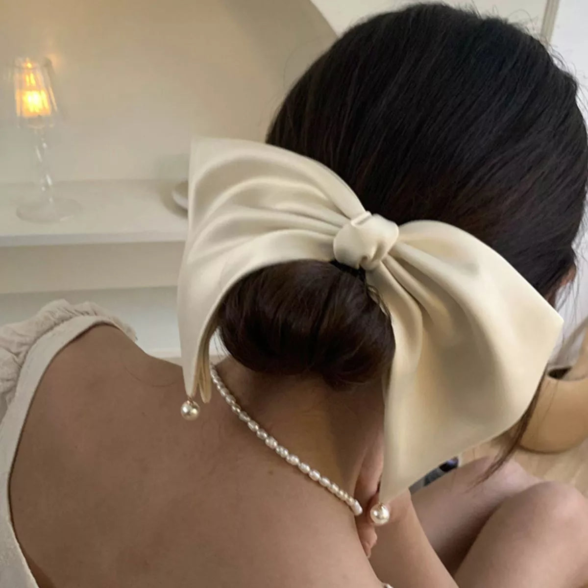 Women's Hair Clip Satin Pearl Big Bow Accessory 04de98c5-8786-48df-958b-a94a04c49906-Max-Origin Trendsi