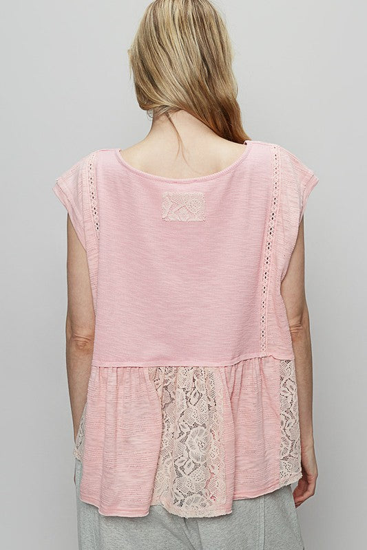 POL Embroidered Blouse Pink Boat Neck Cap Sleeve Lace Top 04eaf3bb-24ae-445e-ba7f-c603a5524263-Max Trendsi
