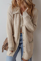 Pocketed Cardigan Button Up Long Sleeve Acrylic Soft Warm Knit Outwear Dust Storm 04f5e928-9895-4fc6-9e8f-4f0ab3ad316e-Max Trendsi