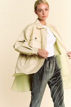 Davi & Dani Jacket Faux Leather Beige Button Up with Chest Pockets 04f6e09a-c23b-4ad4-8ec7-f33fcdab92b9-Max Trendsi