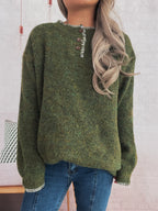 Women's Sweater Ribbed Knit Button Detail Long Sleeve Oversized Pullover 05025f45aefe485799fced0f0154fc1f-Max-Origin Trendsi
