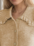 Women Cardigan Frill Collared Cotton Blend Knit Button Up Neck Long Sleeve 050c704f-73d5-4bc2-98a0-ef319f06cda9-Max Trendsi