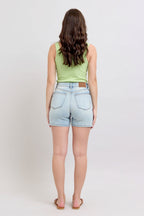 Judy Blue Denim Shorts 2 Buttons with Pockets Light Wash Plus Sizes 0511be22-b3cb-4186-82af-348a29f52cdc-Max Trendsi
