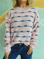 Striped Sweater Round Neck Long Sleeve Soft Knitwear 051fe48b-bf75-4286-bcec-0fd701f35093-Max Trendsi