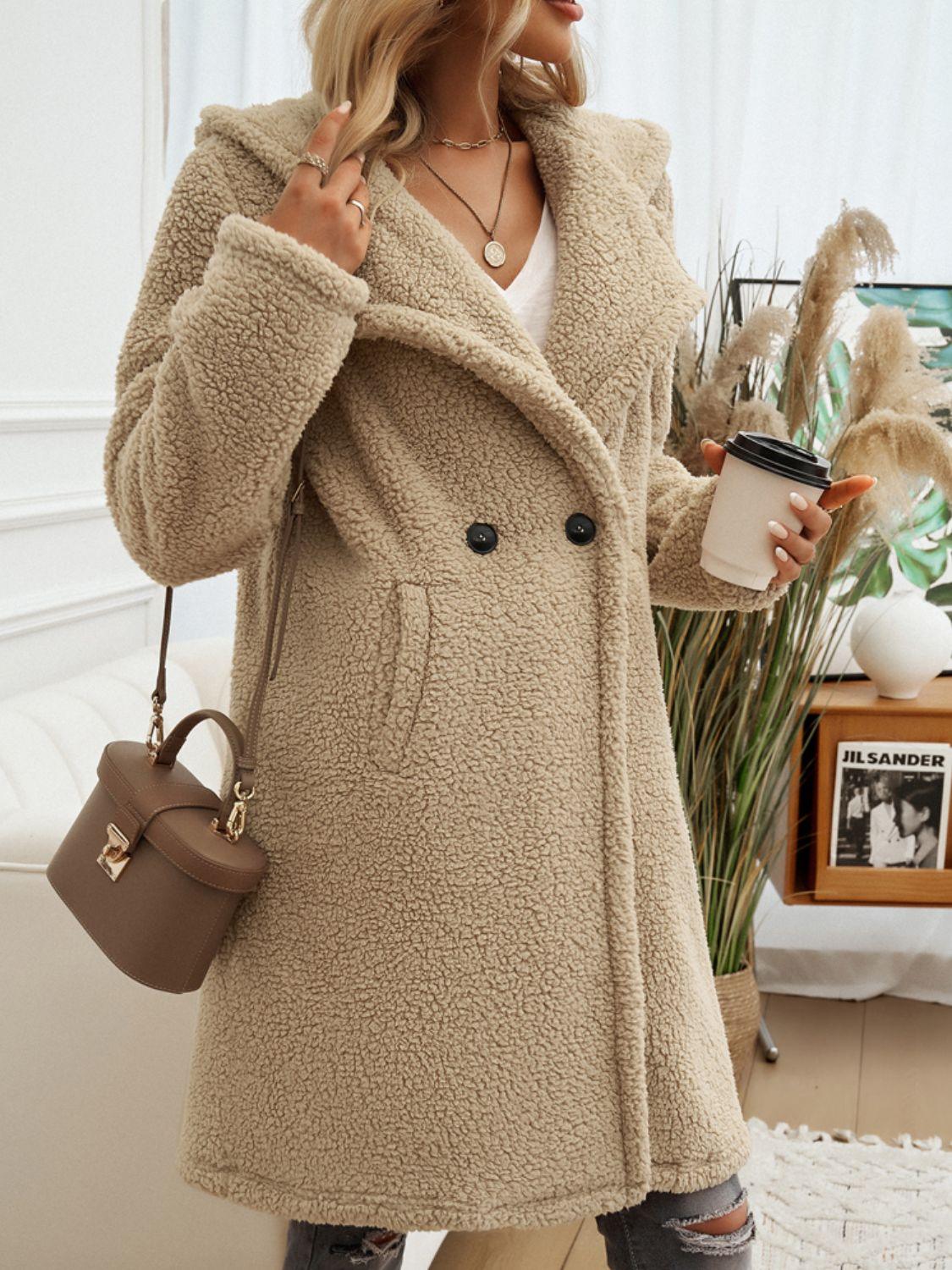 Devine Teddy Coat Pocketed Long Sleeve Hooded Buttoned Outwear 052bb937-c55b-470b-b0e0-75544ed78b92-Max Trendsi