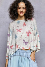 POL Butterflies Knit Top Ivory Round Neck with Outseam Rolling Edge IVORY 053e5127-e9b5-4522-ab53-a6bf4acf3795-Max-Origin Trendsi