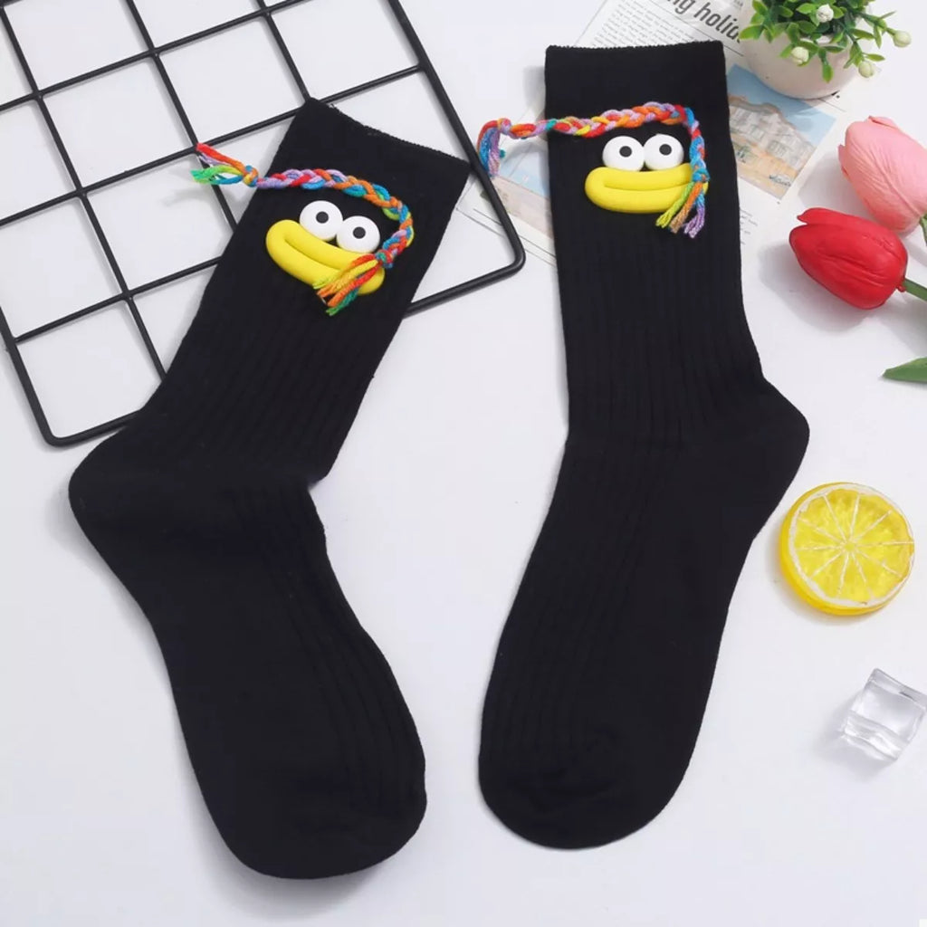 Women's Crew Socks Cotton Cartoon Ribbed Knit Funny Black D One Size 05511efa-b9e1-4e58-934e-8178131c0399-Max-Origin Trendsi
