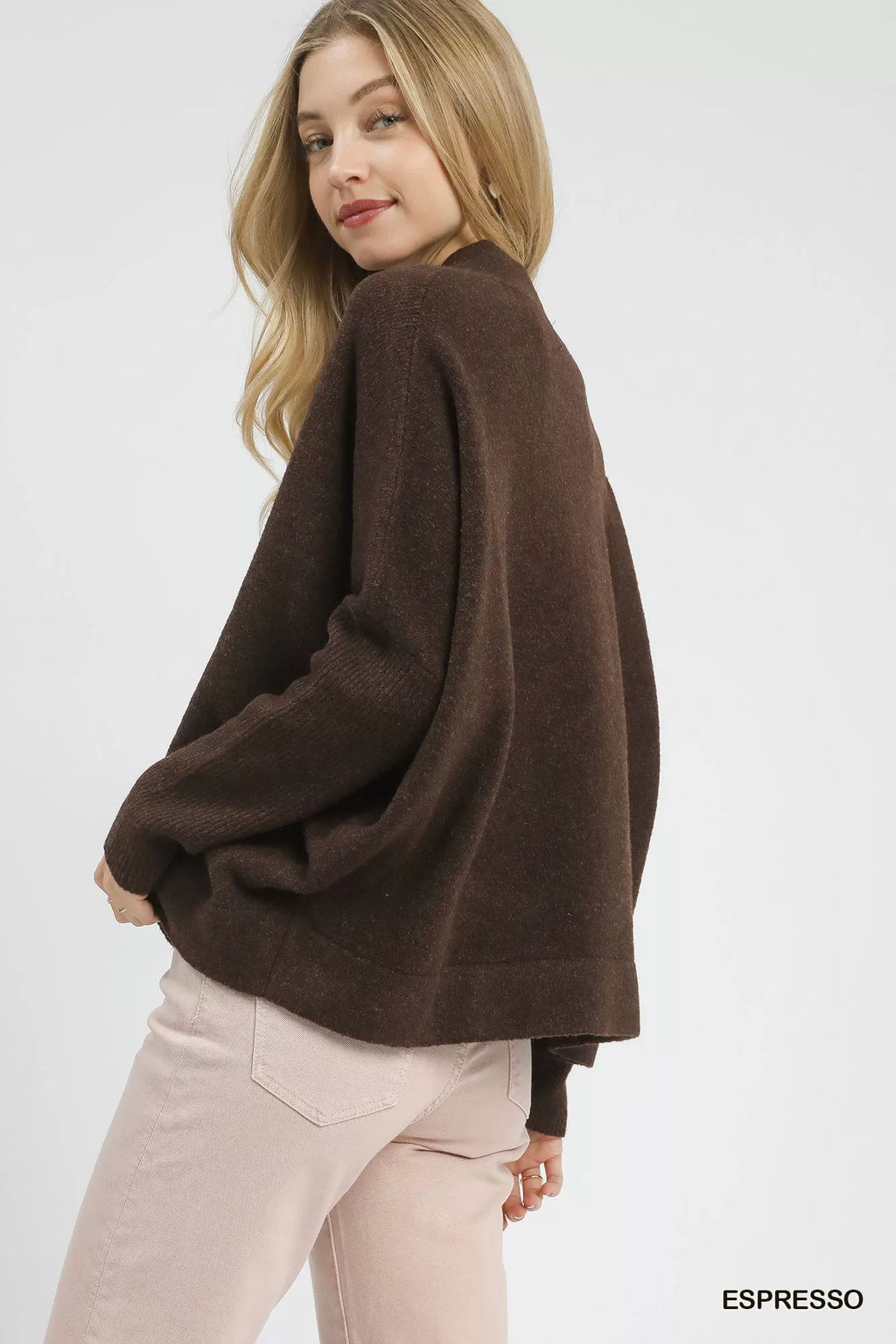 Umgee Sweater Brown V-Neck with Wide Trim Detail Ribbed Pullover 055984ea-8d1d-46c6-9868-152890ff9ec6-Max-Origin Trendsi