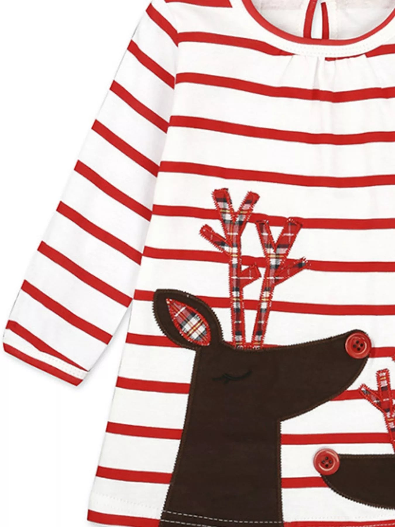 Christmas Girl's Dress Striped Reindeer Children's A -Line Long Sleeve
