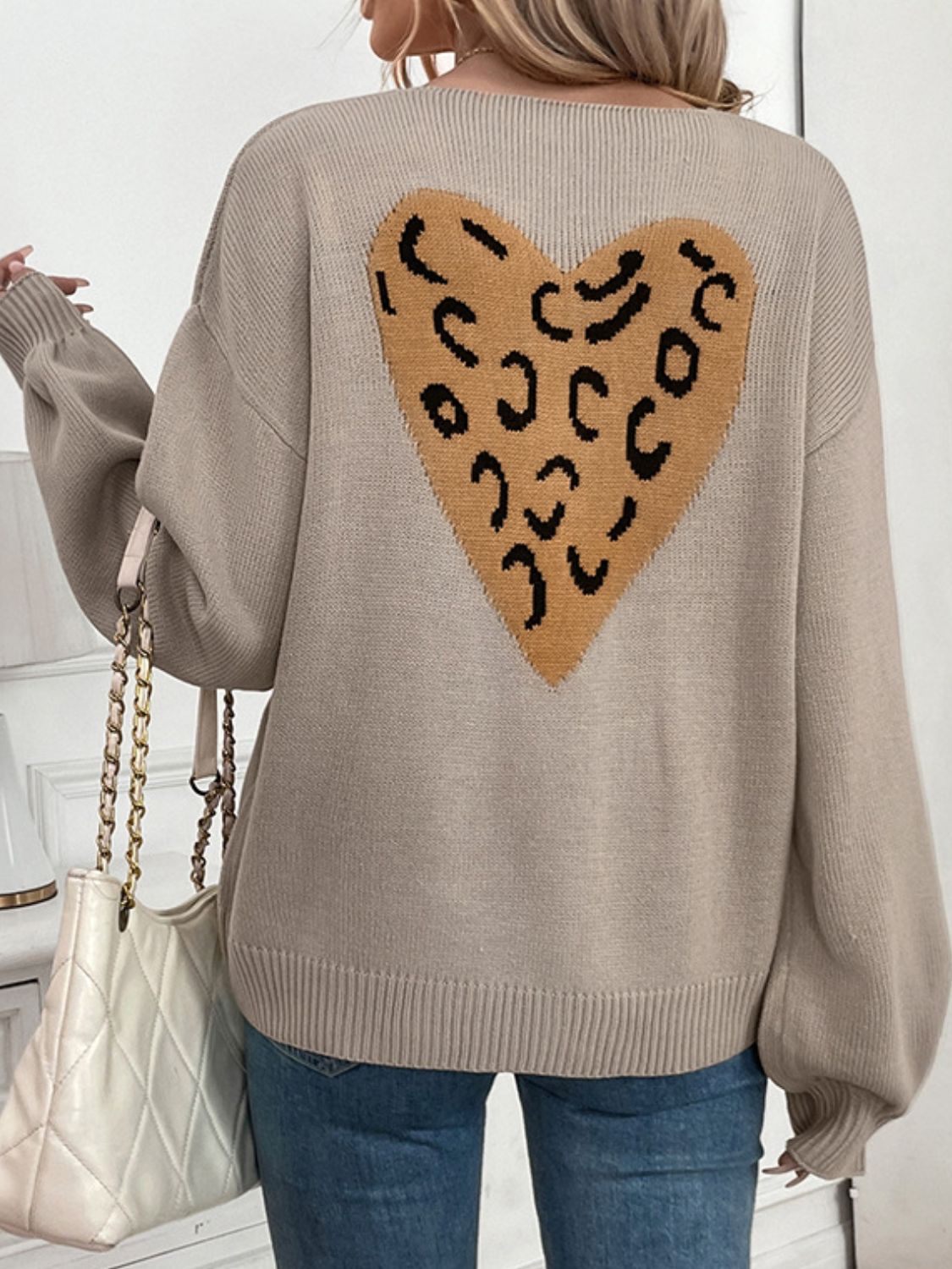 Perfee Women Cardigan Bow Tied Heart Leopard Back V-Neck Long Sleeve 05a10b80-079b-41b3-b958-9b226b651d0f-Max Trendsi