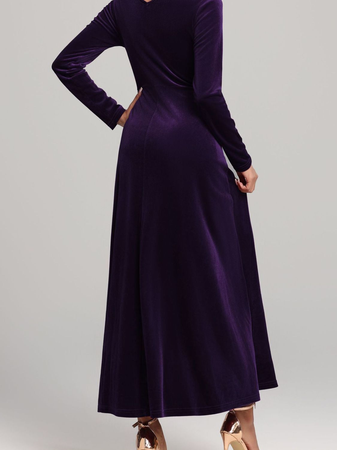 Velvet Midi Dress Square Neck Long Sleeve Women Solid Party Dress 05a93753-1db9-440c-824e-5078e96d729a-Max Trendsi