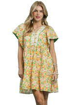 Umgee Mix Floral Tiered Mini Dress with Side Pockets