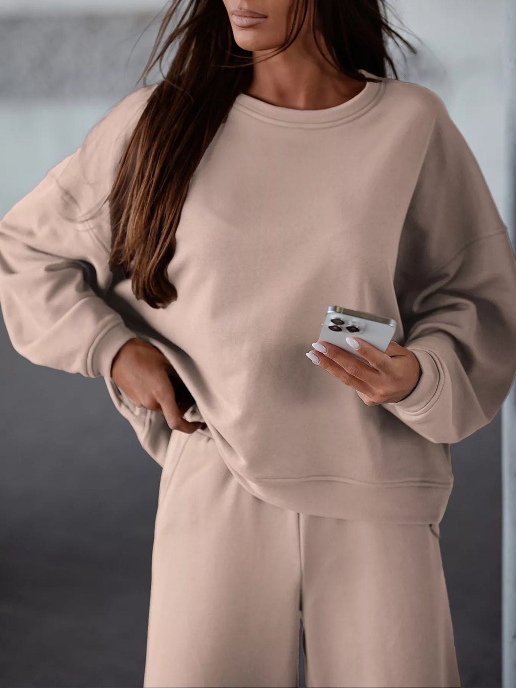 Womens Outfit Set Kahki Casual Loose Fit Top and Pants Two-Piece 05c6378e521346c0880a5fa459c9e48d-Max-Origin Trendsi