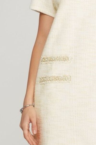 She + Sky Tweed Mini Dress Pearl Studded Trim Knit Ivory Short Sleeve 05db4fba-9525-403b-84a3-2c6ecef03ca3-Min Trendsi