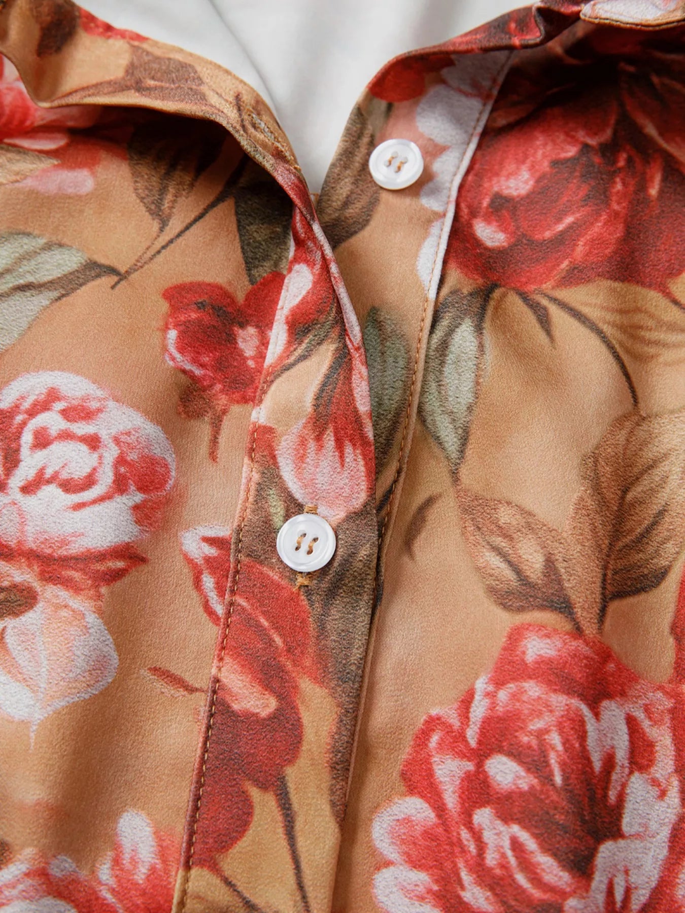 Ruffle Mini Dress Floral Print Half Button Flounce Long Sleeve 06016afc-5038-49e1-93e0-b49a12c411e8-Max-Origin Trendsi